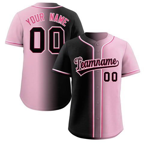 Custom Pink Black-Pink Gradient Fashion Authentic Baseball Jersey