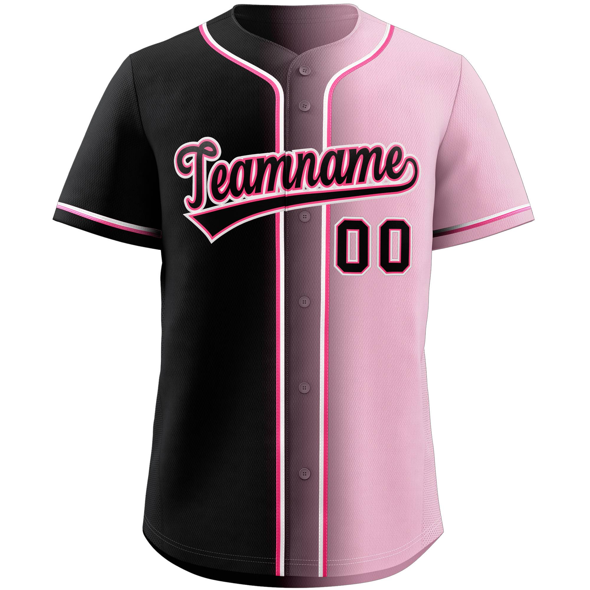 Maillot de baseball authentique à la mode dégradé rose noir-rose personnalisé