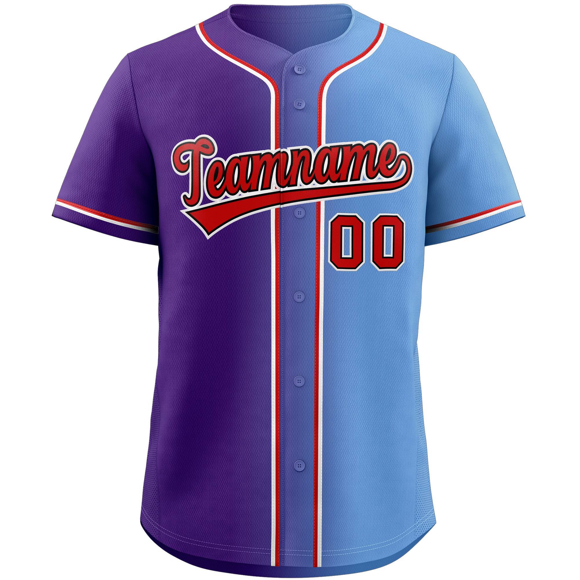 Custom Purple Red-Black Gradient Fashion Authentic Baseball Jersey