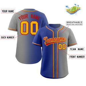 Custom Royal Red-Yellow Gradient Fashion Authentic Baseball Jersey