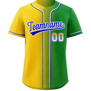 Custom Kelly Green Royal-White Gradient Fashion Authentic Baseball Jersey