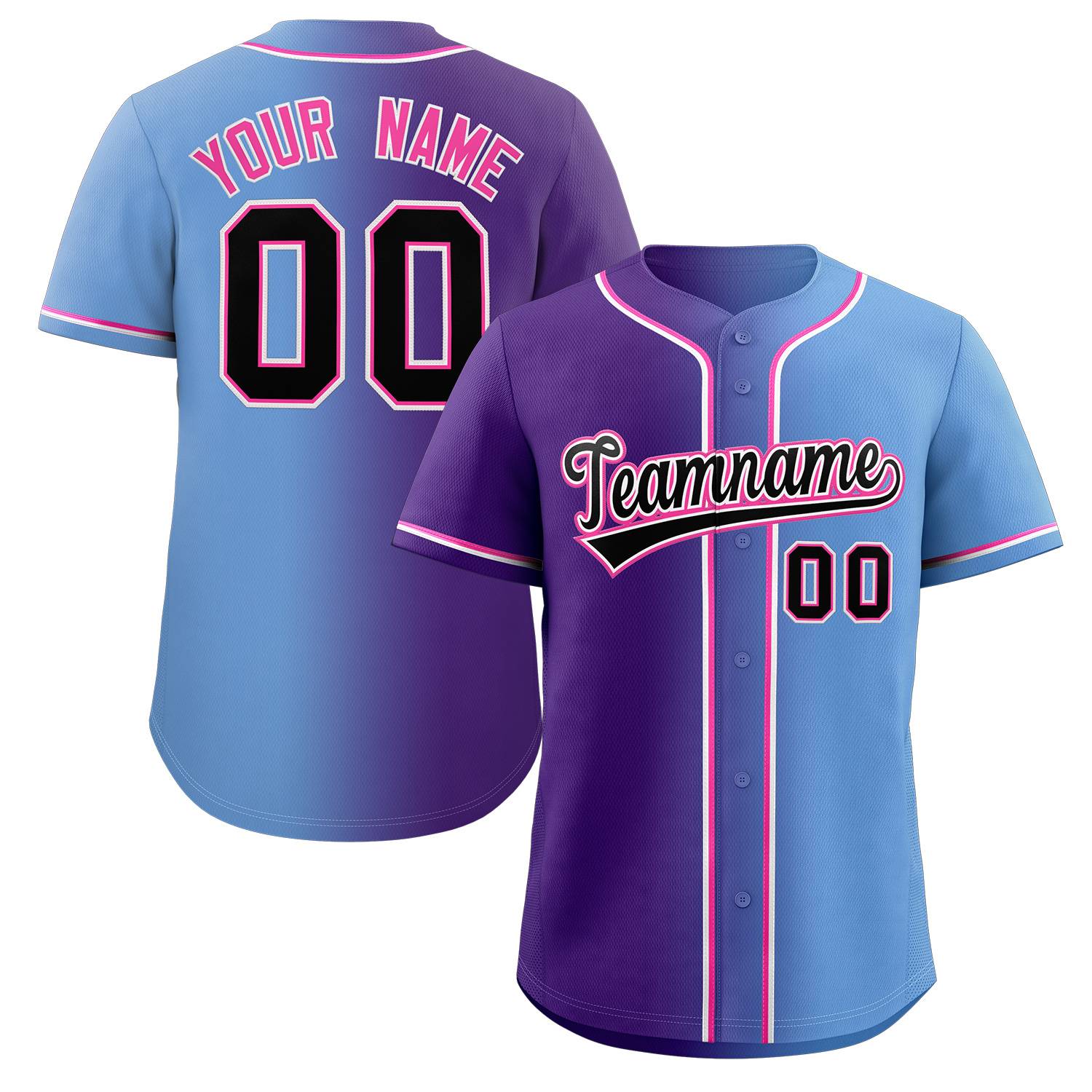 Custom Purple Black-Pink Gradient Fashion Authentic Baseball Jersey