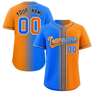 Maillot de baseball personnalisé, bleu poudre, Orange-noir, dégradé, mode authentique