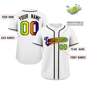 Maillot de Baseball authentique, personnalisé, blanc, vert fluo, dégradé, mode, authentique