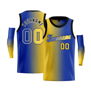 Custom Yellow Royal-White Gradient Fashion Tops Basketball Jersey