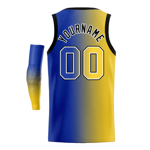 Custom Yellow Royal-White Gradient Fashion Tops Basketball Jersey