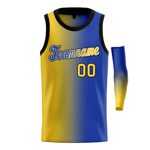 Custom Yellow Royal-White Gradient Fashion Tops Basketball Jersey