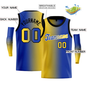 Custom Yellow Royal-White Gradient Fashion Tops Basketball Jersey