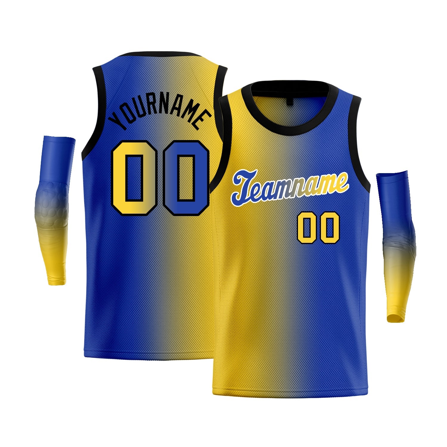 Custom Yellow Royal-White Gradient Fashion Tops Basketball Jersey