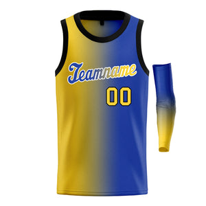 Custom Yellow Royal-White Gradient Fashion Tops Basketball Jersey