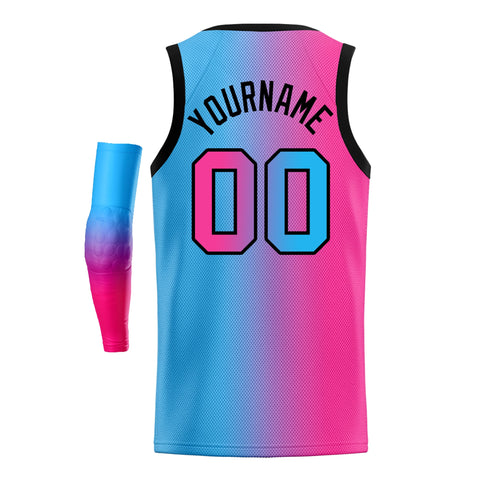 Custom Pink Blue-Black Gradient Fashion Tops Basketball Jersey