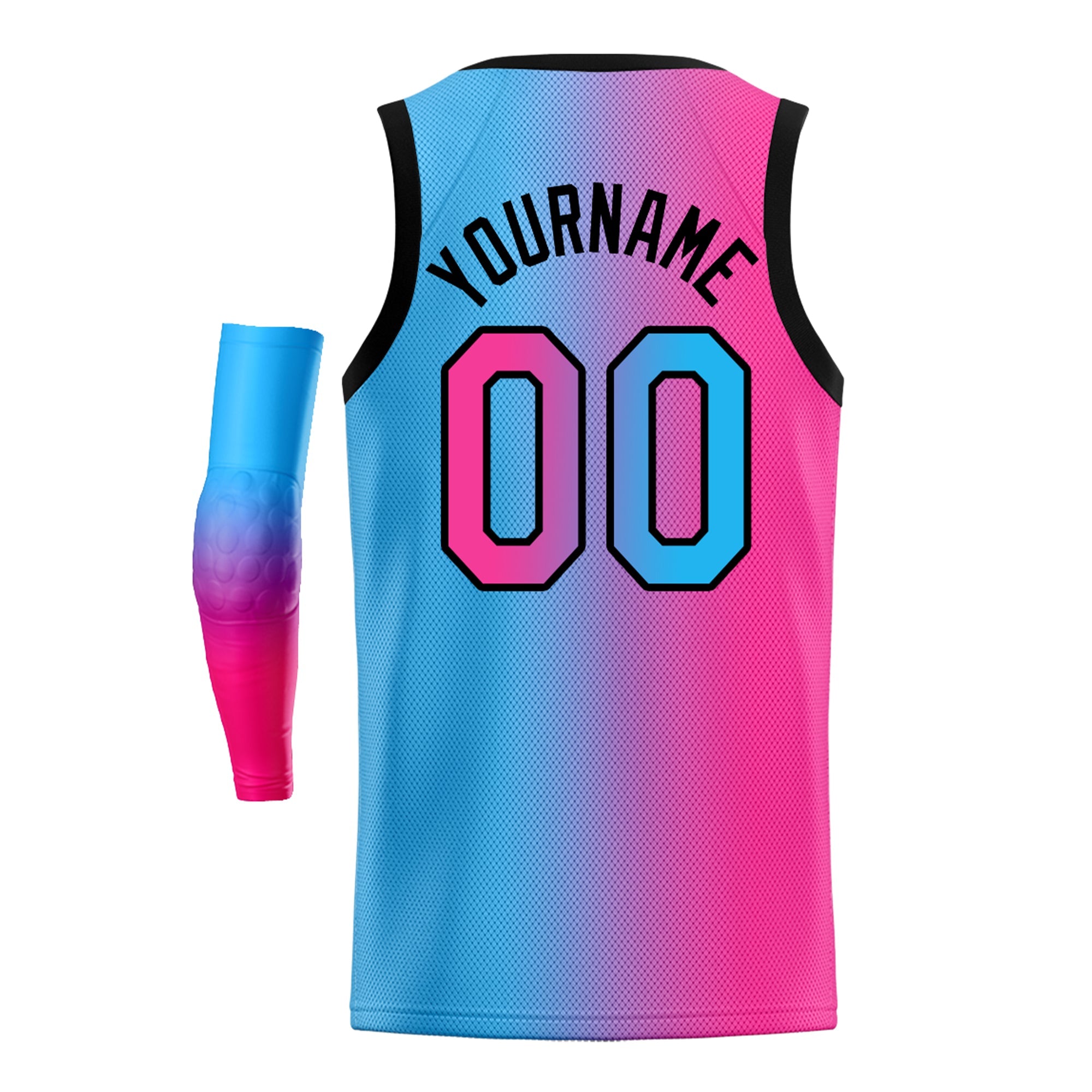 Custom Pink Blue-Black Gradient Fashion Tops Basketball Jersey