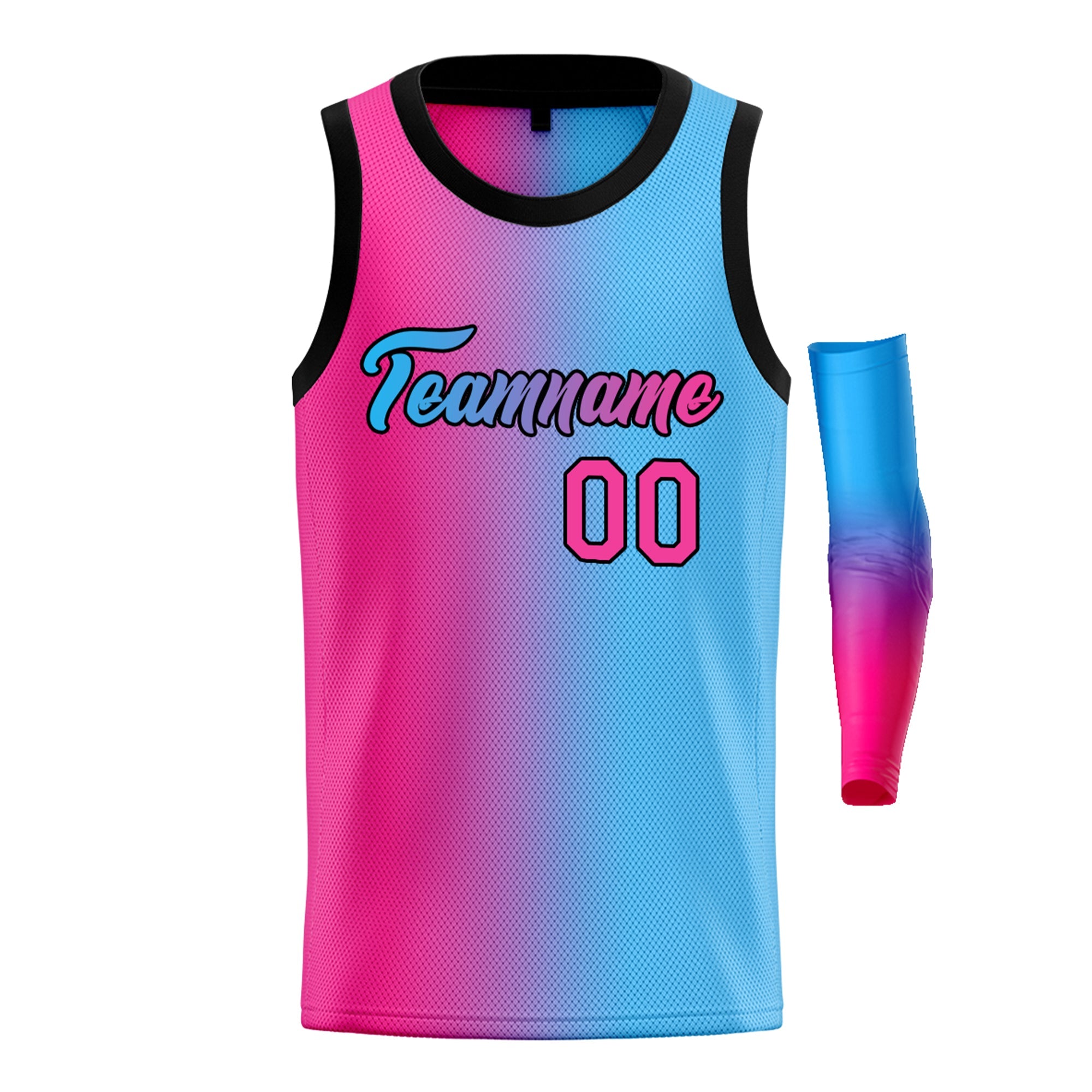 Custom Pink Blue-Black Gradient Fashion Tops Basketball Jersey