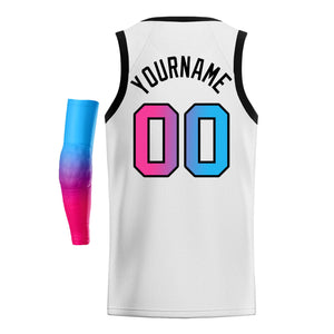 Maillot de basket-ball personnalisé, haut à la mode, dégradé blanc bleu rose-noir