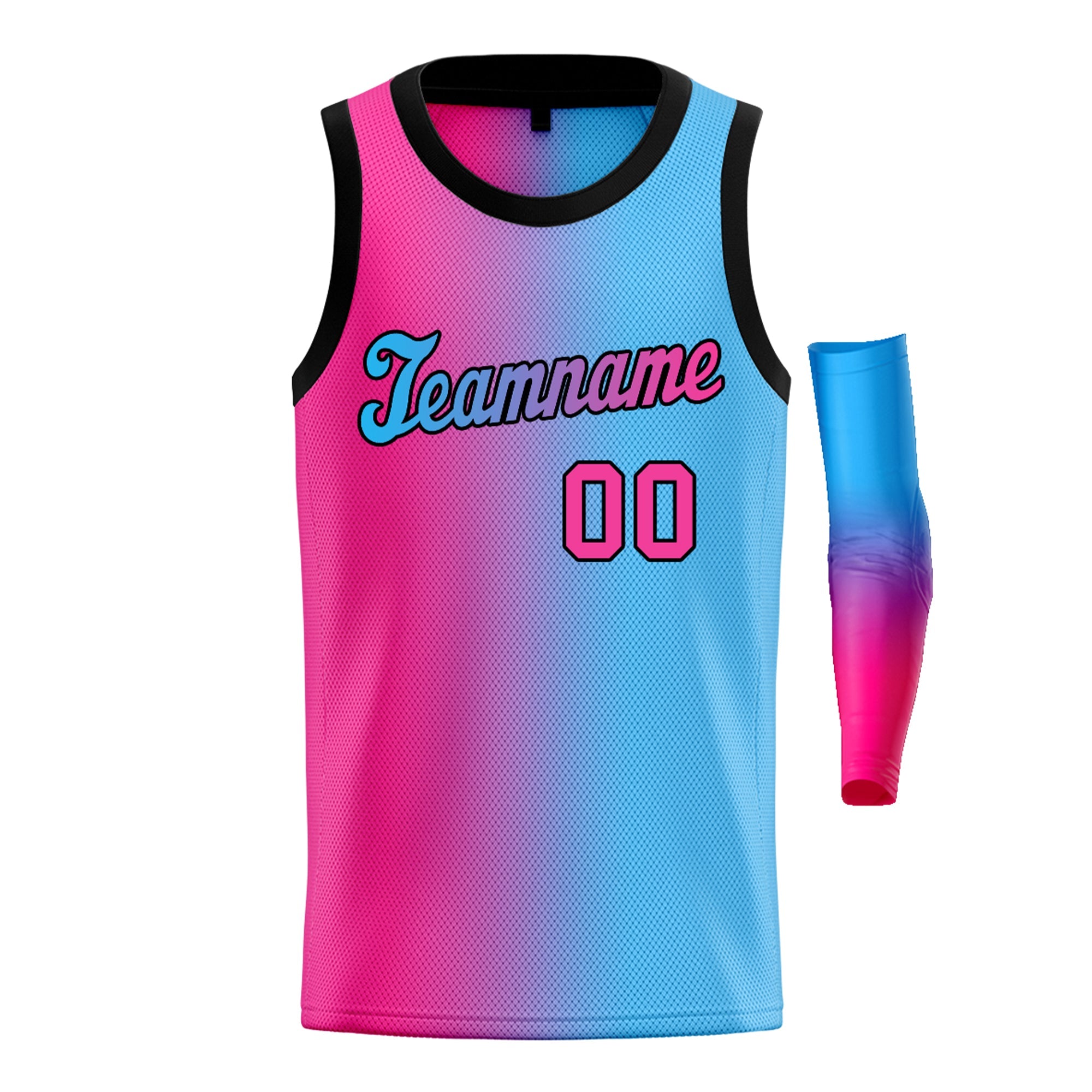 Custom Pink Blue-Black Gradient Fashion Tops Basketball Jersey