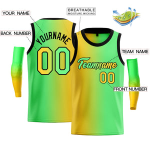 Custom Yellow Green-Black Gradient Fashion Tops Basketball Jersey