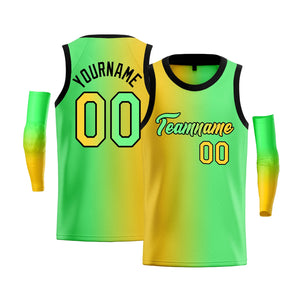 Custom Yellow Green-Black Gradient Fashion Tops Basketball Jersey