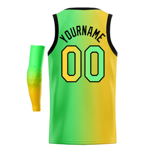 Custom Yellow Green-Black Gradient Fashion Tops Basketball Jersey