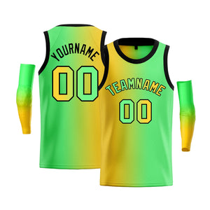 Maillot de basket-ball personnalisé, dégradé jaune vert-noir, hauts à la mode