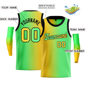 Custom Yellow Green-Black Gradient Fashion Tops Basketball Jersey