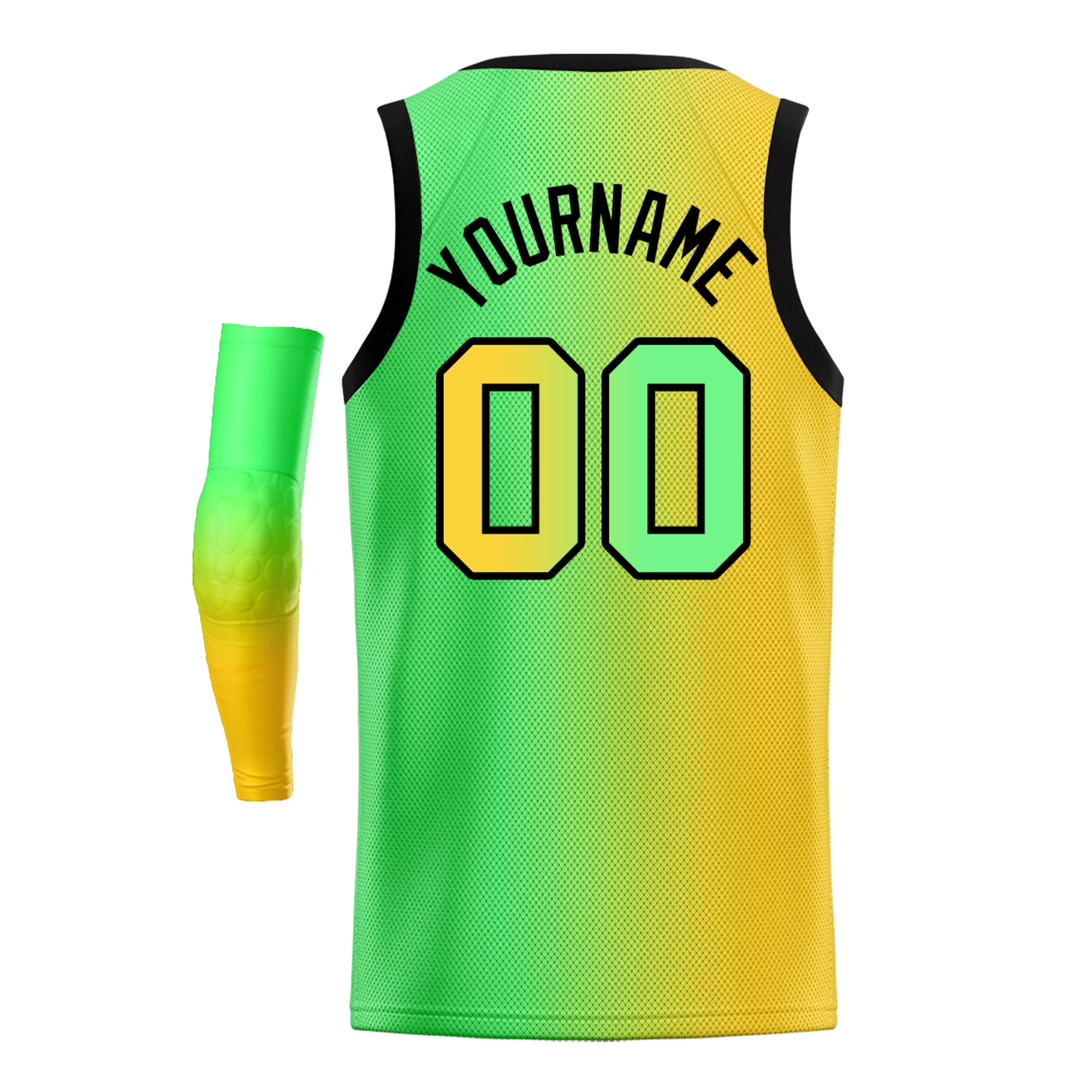 Custom Yellow Green-Black Gradient Fashion Tops Basketball Jersey