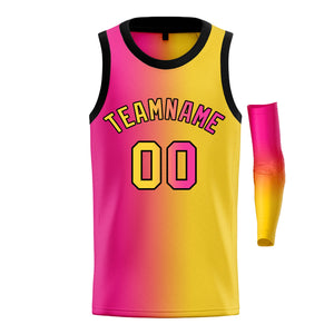 Custom Yellow Pink-Black Gradient Fashion Tops Basketball Jersey