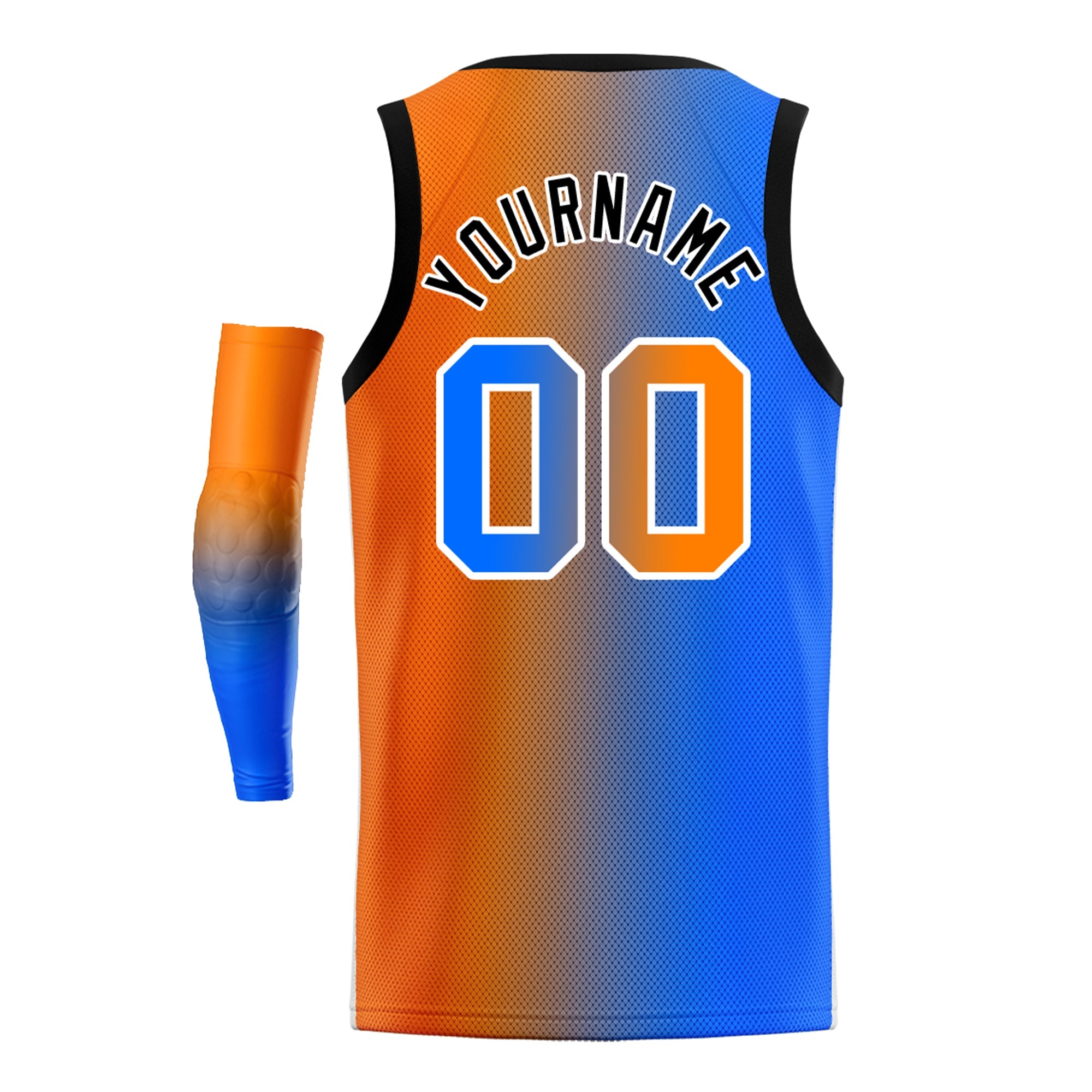 Custom Blue Orange-White Gradient Fashion Tops Basketball Jersey