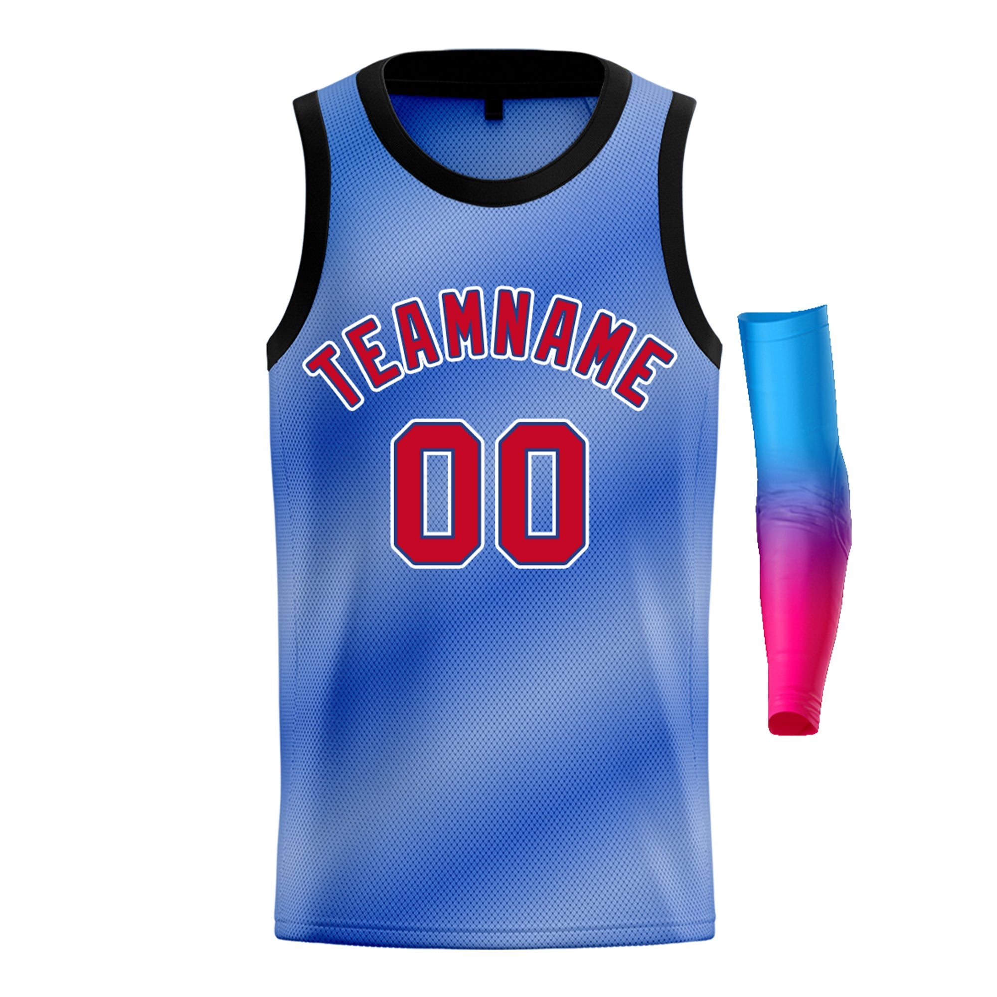 Custom Light Blue Red-White Gradient Fashion Tops Basketball Jersey