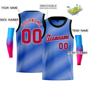 Custom Light Blue Red-White Gradient Fashion Tops Basketball Jersey