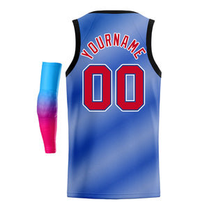 Custom Light Blue Red-White Gradient Fashion Tops Basketball Jersey