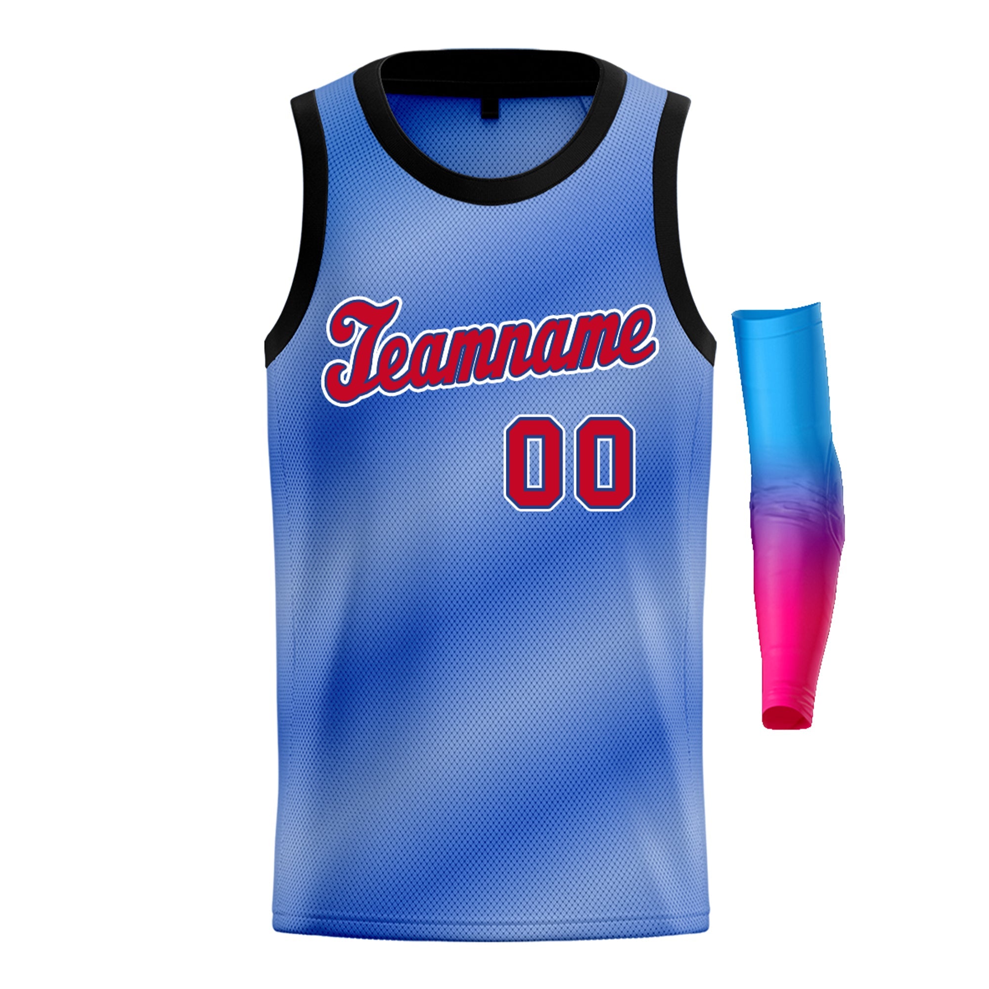 Custom Light Blue Red-White Gradient Fashion Tops Basketball Jersey