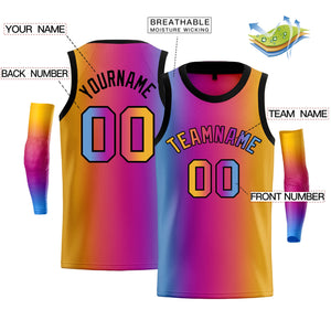 Custom Light Blue Yellow-Black Gradient Fashion Tops Basketball Jersey