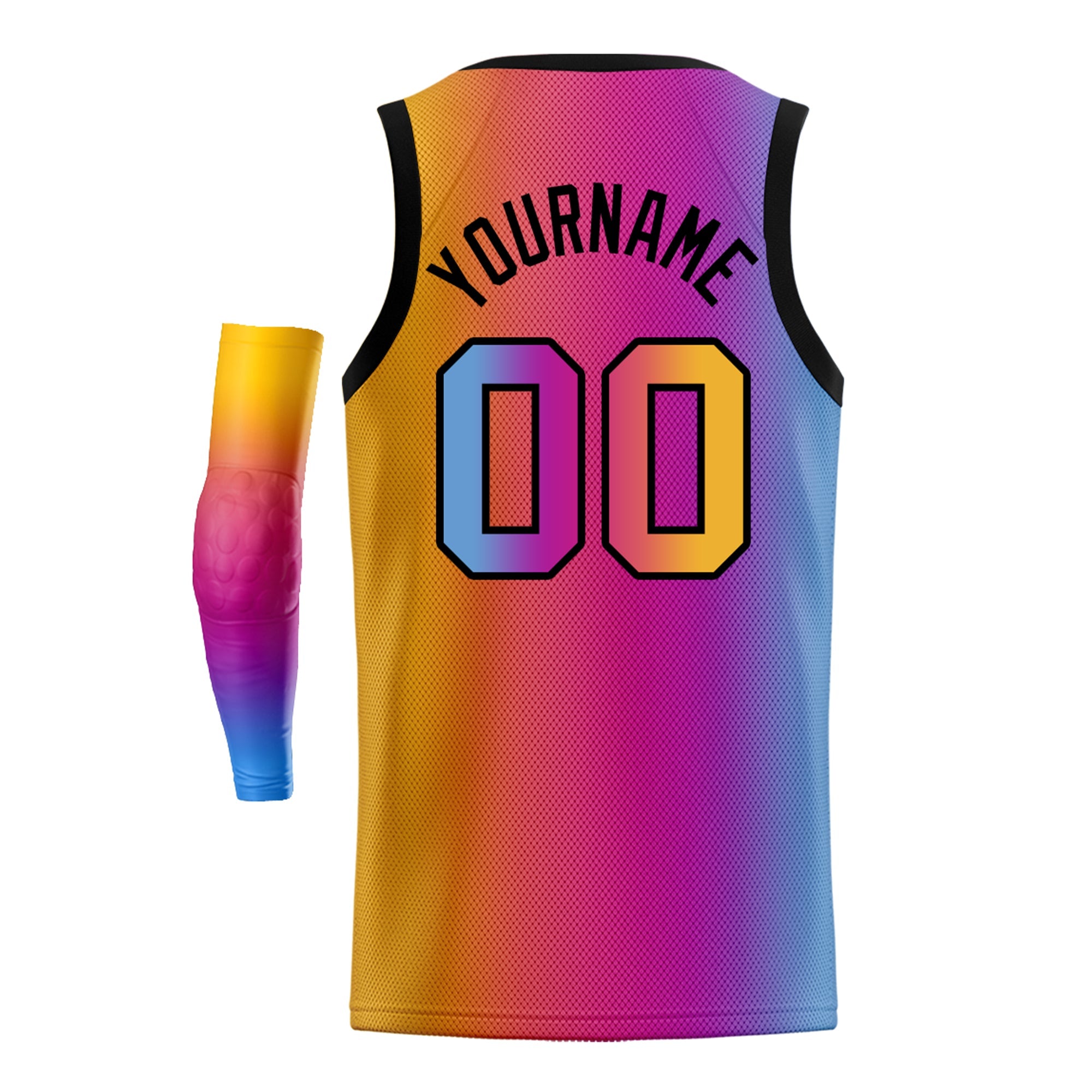 Custom Light Blue Yellow-Black Gradient Fashion Tops Basketball Jersey