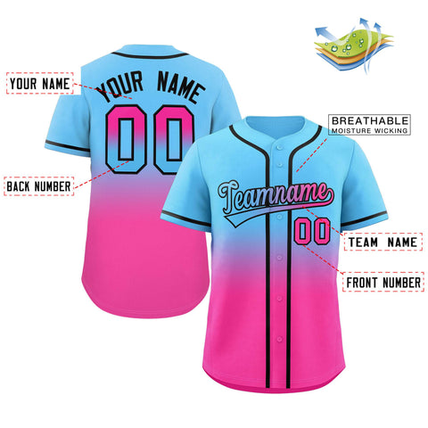 custom blue&pink gradient baseball jersey 