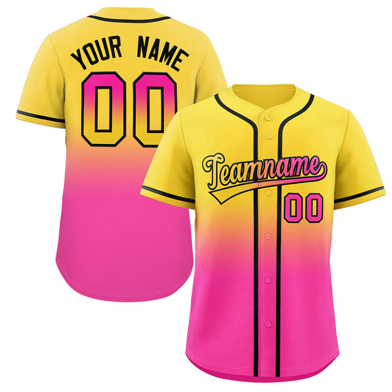 Maillot de baseball authentique à la mode dégradé rose or personnalisé