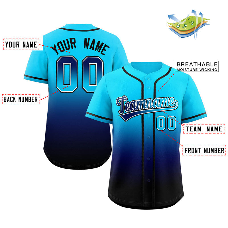 Custom Powder Blue Navy-White Authentic Baseball Jersey