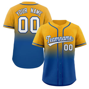 Custom Yellow Royal Gradient Fashion Authentic Baseball Jersey