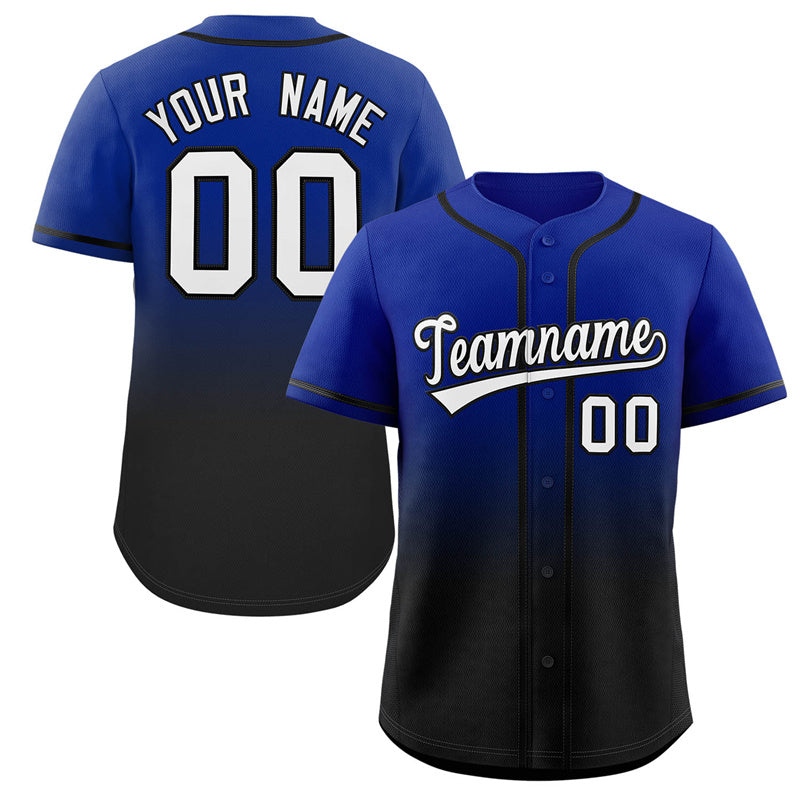 Maillot de baseball authentique à la mode, dégradé noir royal personnalisé