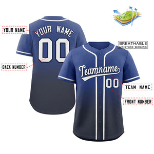 Maillot de baseball authentique à la mode dégradé bleu marine-blanc personnalisé