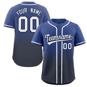 Maillot de baseball authentique à la mode dégradé bleu marine-blanc personnalisé