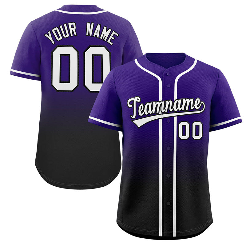 Maillot de baseball authentique à la mode dégradé noir violet personnalisé