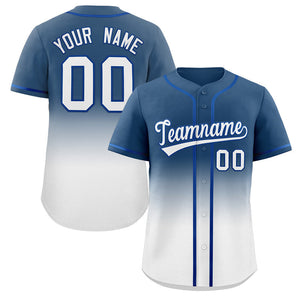 Maillot de baseball authentique à la mode dégradé blanc bleu personnalisé