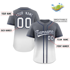 Maillot de baseball authentique à la mode dégradé blanc gris personnalisé