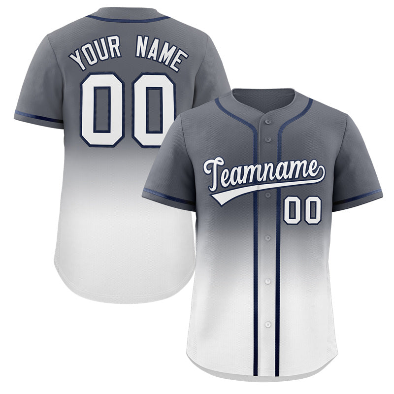 Maillot de baseball authentique à la mode dégradé blanc gris personnalisé