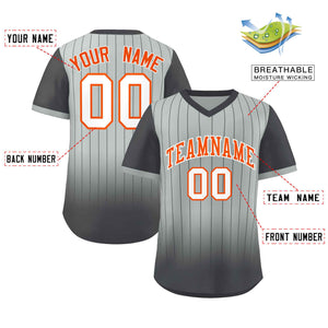 Custom Gray Dark Gray-White Gradient Fashion Authentic Pullover Pinstripe Baseball Jersey