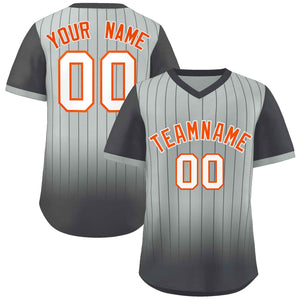 Custom Gray Dark Gray-White Gradient Fashion Authentic Pullover Pinstripe Baseball Jersey