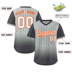 Custom Gray Dark Gray-White Gradient Fashion Authentic Pullover Pinstripe Baseball Jersey