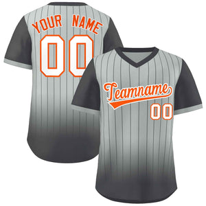 Custom Gray Dark Gray-White Gradient Fashion Authentic Pullover Pinstripe Baseball Jersey