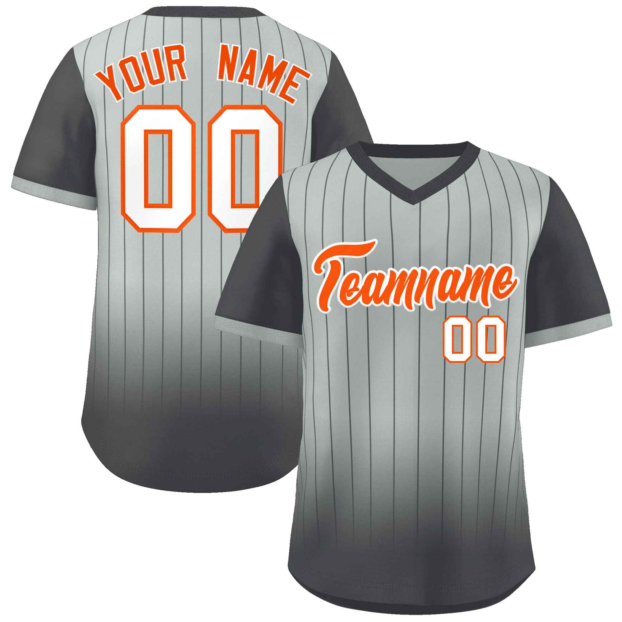 Custom Gray Dark Gray-White Gradient Fashion Authentic Pullover Pinstripe Baseball Jersey