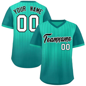 Custom Light Green Aqua-White Gradient Fashion Authentic Pullover Pinstripe Baseball Jersey